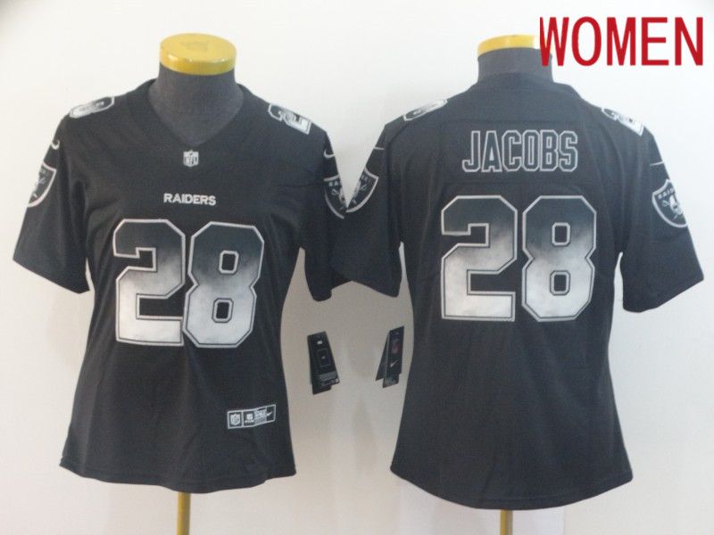 Women Oakland Raiders #28 Jacobs Nike Teams Black Smoke Fashion Limited NFL Jerseys->oakland raiders->NFL Jersey